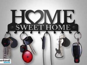 Schwarze 'Home Sweet Home' Schlüssel-/Garderobenständer