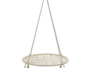 Outdoor & Indoor Cotton Hanging Swing Chair - Crow's Nest Design with Decor Fringes and Metal