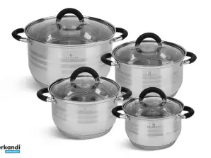 EB-2412 Stainless Steel Cookware Set 8 Pieces - Silicone Handles - For All Heat Sources