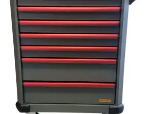 Workshop trolley filled 6 of 7 drawers grey-red B7-002