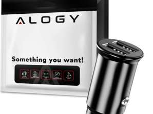 Mini caricabatteria da auto Alogy per auto 2x USB A 3.1A Nero
