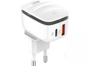Wall charger LDNIO A2425C USB USB C with lamp MicroUSB cable