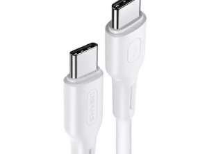 USAMS кабел U43 USB C към USB C 100W PD бързо зареждане 5A 1.2m бял