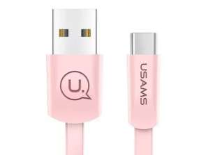 USAMS plochý kabel U2 USB C 1 2m růžový