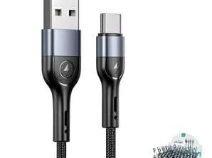USAMS pintas kabelis U55 2A USB C 1vnt rinkiniui U55 juoda