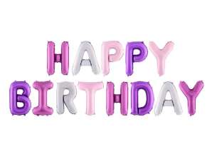 Фольгированный воздушный шар на день рождения Happy Birthday, радуга, 340см x 35см