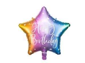 Fóliový balónek narozeninová hvězda Happy Birthday 40cm barevný