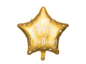 Folha balão aniversário estrela Happy Birthday 40cm ouro