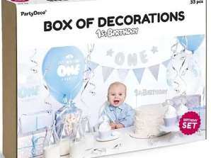 1st birthday party decorations set blue and silver