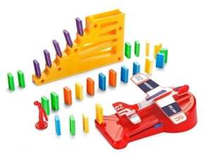 Educational game dominoes blocks launcher airplane with stairs and ball set