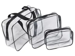 Transparent travel toiletry bag organizer for airplane 3 pieces