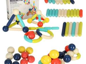 Magnetinės kaladėlės, magnetinės lazdelės, mažiems vaikams, didelės pagaliukai, dėžutėje 36 elementai