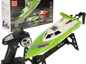 Remote-controlled boat with RC FT008 remote control, green