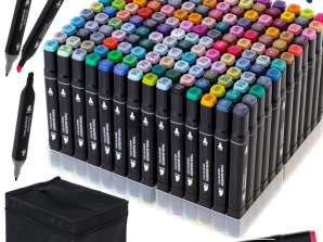 Double-sided alcohol markers in a case 168 stand