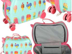 Children's travel suitcase, hand luggage on wheels, ice cream