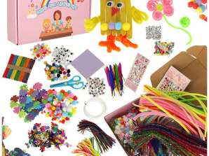 Et kreativt kunstsæt til børn til kunsthåndværk, 1200 elementer
