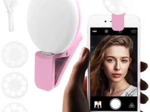 LED Light Alogy Mini Selfie Ring Clip for Recording Taking Photos d