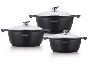 Royalty Line RL BS1006M: 6 Pieces Non Stick Marble Coated Casserole Set