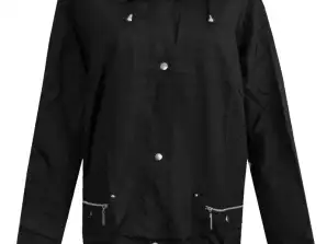 WOMEN'S RAIN WINDBREAKERS HOODED JACKETS BLACK 50 - 56