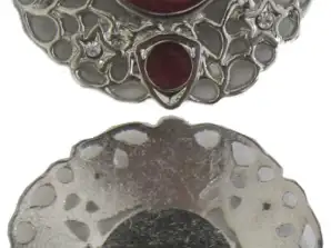 SILVER BROOCHES WITH BURGUNDY STONES 4.5 CM