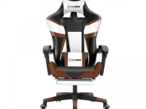 Herzberg HG 8082: Tri farve Gaming og kontorstol med T-form Accent kaffe