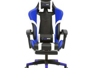 Herzberg HG 8083: Scaun de gaming și birou tricolor cu accent liniar albastru