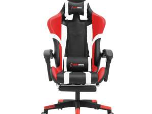 Herzberg HG 8083: Scaun de gaming și birou tricolor cu accent liniar roșu