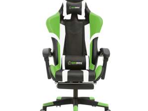 Herzberg HG 8083: трехцветное игровое и офисное кресло с линейным акцентом зеленого цвета