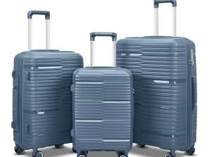 Set of 3 silent double wheel suitcases in rigid polypropylene - Caucasus - SuperFly (Frosted Blue)