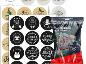 48x Aufkleber & Sticker für Weihnachten - selbstklebend rund für Geschenke - Weihnachtsaufkleber