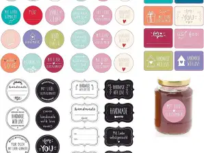 46x Sticker Aufkleber Gr. 5 - 8 cm - Etiketten selbstklebend als Geschenkaufkleber für Marmeladengläser