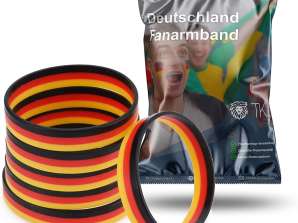 6x Fan Bracelet Germany black gold red - Bracelet silicone strap for World Cup European Championship Football