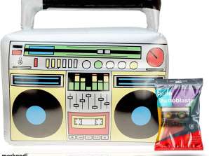 Ilmatäytteinen Retro Ghetto Blaster n. 45 x 42 cm Hip Hop Radio Walkman 80-luvun 90-luvun juhlatarvikkeet