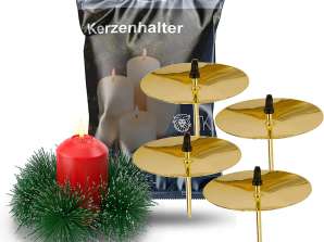 4X Ljusstake Guld med Törne - Ljusplatta Advent Wreath Plug Ljusplugg för adventskrans Jul