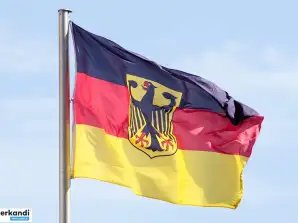 Drapeau 60 x 90 cm avec aigle Allemagne noir - rouge - jaune - comme décoration de fête pour le championnat d’Europe de football et la Coupe du monde