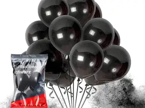 50x balionai juodi 35 cm - tinka heliui - be plastiko, 100% ekologiški ir perdirbami - dekoratyvinė apdaila