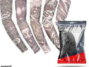 5x Tattoo sleeve tattoo stocking made of nylon deceptively real - sleeve for carnival, carnival & Halloween