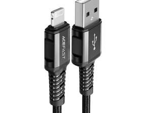 Acefast USB Lightning 1 2m 2 4A kabel sort C1 02 sort