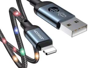 Joyroom: izturīgs USB kabelis, Lightning kabelis ar skaņas reaģētspēju