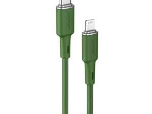 Acefast USB MFI Cable Type C Lightning 1 2m 30W 3A Green C2 01 o