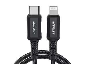 Acefast USB MFI Kabel Typ C Lightning 1 8m 30W 3A Schwarz C4 01 C