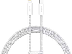Baseus dinamiskais USB kabelis C tipa zibens enerģijas piegāde 20W 1m baltā krāsā
