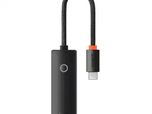 Baseus Lite sērijas USB C līdz RJ45 100Mbps tīkla adapteris Melns
