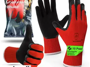 10x pairs of premium work gloves - garden gloves one size 7-11 for men & women - Work gloves EN388 for work & garden with latex coating