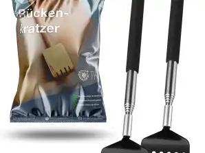 2 back scratchers - stable & ausziebhar - telescopic rod with wide scratching hand against itching - massager as back crawler