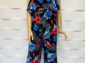 Sommer-Jumpsuit für Damen - Spanisch mit weitem Bein. Blumen drucken. Kategorie A