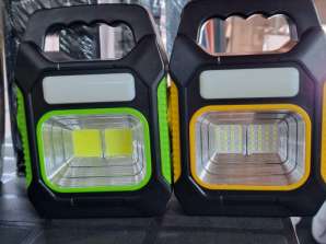 PR-9265 Lampe de poche LED - Rechargeable par USB - Avec panneau solaire - Câble de charge inclus