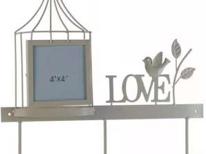 White metal hanger with frame and inscriptions for clothes Decoration