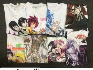 Valikoima anime graafisia T-paitoja Pakkaus - 100kpl tukkumyynti, koot S-XXL, vintage-tyyli