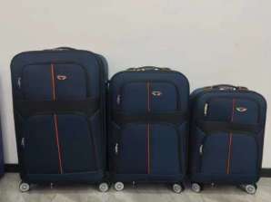 Set of 3 fabric suitcases with code lock and double wheels – Available in 4 colours